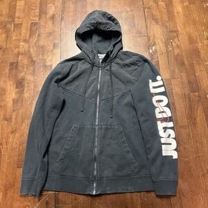 Nike Full Zip Just Do‎ It Tech Fleece Hoodie Sweatshirt Mens Medium Black Jacket
